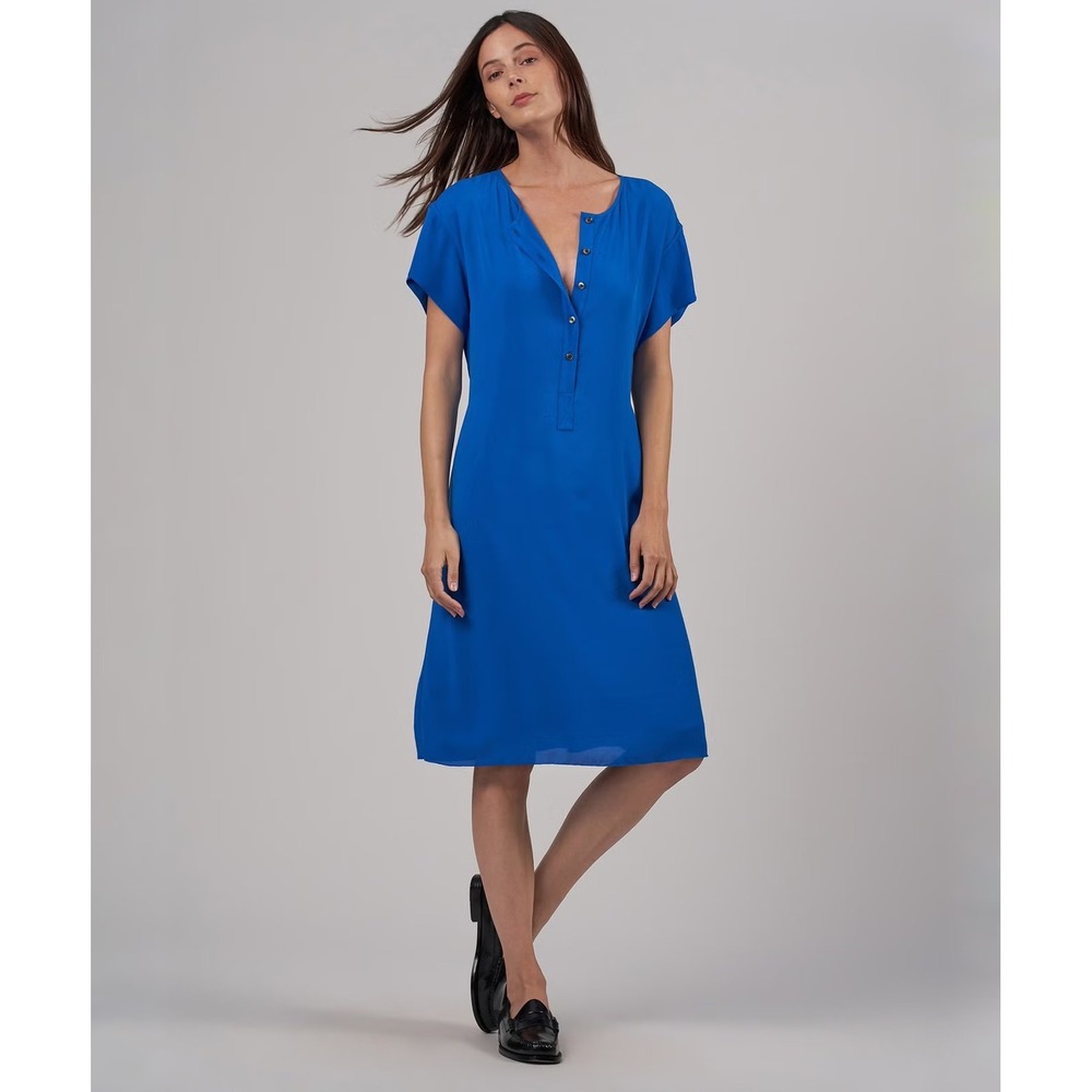 ATM Anthony Thomas Melillo Crepe Georgette Dress Cobalt Blue Small Relaxed Chic - Picture 2 of 14
